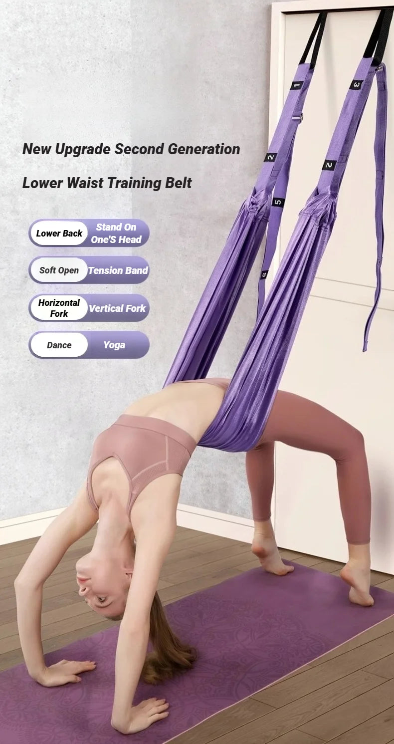 Adjustable Aerial Yoga Strap Pull Rope Women Hammock Stretch Leg Splits Trainer Female Gym Belt Swing Stretching Fitness Beauty World Shop