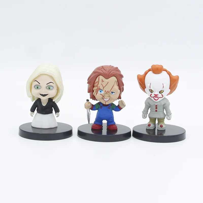 10 Pieces / Set Horror Film Series Jason Freddy Clown Action Figure Toys PVC Model Halloween Gift Vinyl Figurine Doll Gift Beauty World Shop
