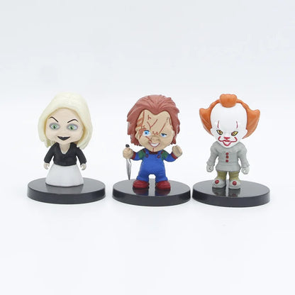 10 Pieces / Set Horror Film Series Jason Freddy Clown Action Figure Toys PVC Model Halloween Gift Vinyl Figurine Doll Gift Beauty World Shop
