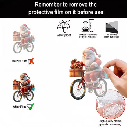 2d Acrylic Winter Decorative Hanging Cartoon Santa Claus Bicycle Gifts Christmas Pendants Christmas Tree Decoration Beauty World Shop