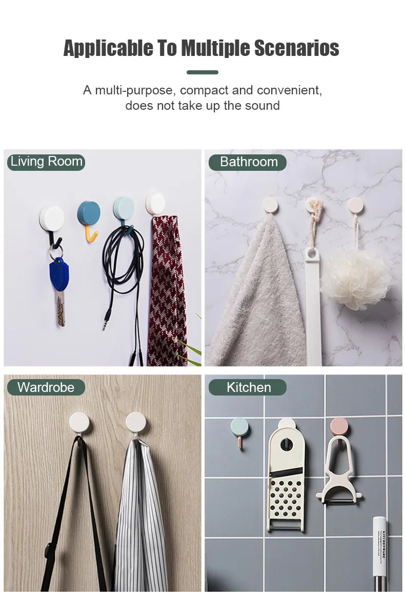 10PCS Self Adhesive Wall Hook Strong Without Drilling Coat Bag Bathroom Door Kitchen Towel Hanger Hooks Home Storage Accessories Beauty World Shop