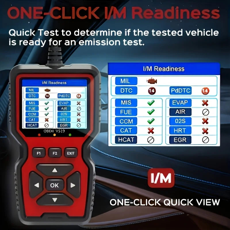 V519 Professional Obd2 Scanner - Usb-Powered Automotive Diagnostic Tool with Real-Time Data Stream, Full-Featured Obd Ii Testing (I/M Ready, Bod2/Eobd), Clears Engine Fault Lights, Reads/Erases Codes for Most Vehicles, Automo Beauty World Shop