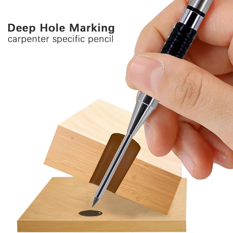 New Deep Hole Woodworking Mechanical Pencil, 2.0mm Anti Slip Soft Set Grip Handle Automatic Pencil Engineer Drawing Marking Tool Beauty World Shop