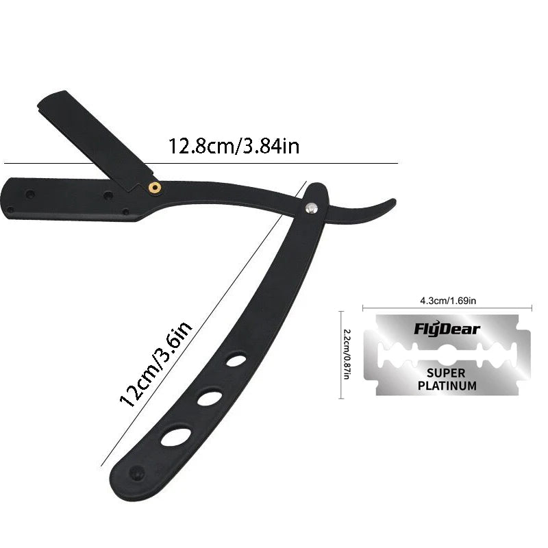 Men Shaving Barber Razor Black Classic Folding Shaving Knife Armpit Hair Pubic Hair Shaver Stainless Steel Straight Razor Holder Beauty World Shop