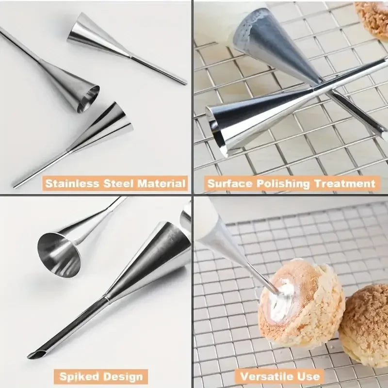 4Pcs Puff Pastry Piping Nozzle Set, Stainless Steel Decorating Tips for Cake Cupcake Cookie Cream Icing, Baking Tools for  Baker Beauty World Shop
