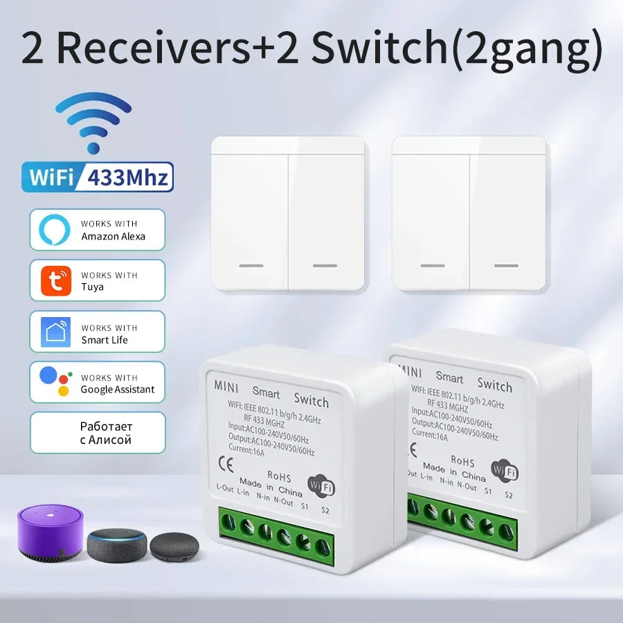 Tuya Smart WiFi Switch For Lighting RF 433MHz Wireless Switch Smart Life APP Voice Control Work With Alice Alexa Google Home Beauty World Shop