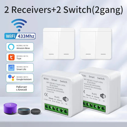 Tuya Smart WiFi Switch For Lighting RF 433MHz Wireless Switch Smart Life APP Voice Control Work With Alice Alexa Google Home Beauty World Shop