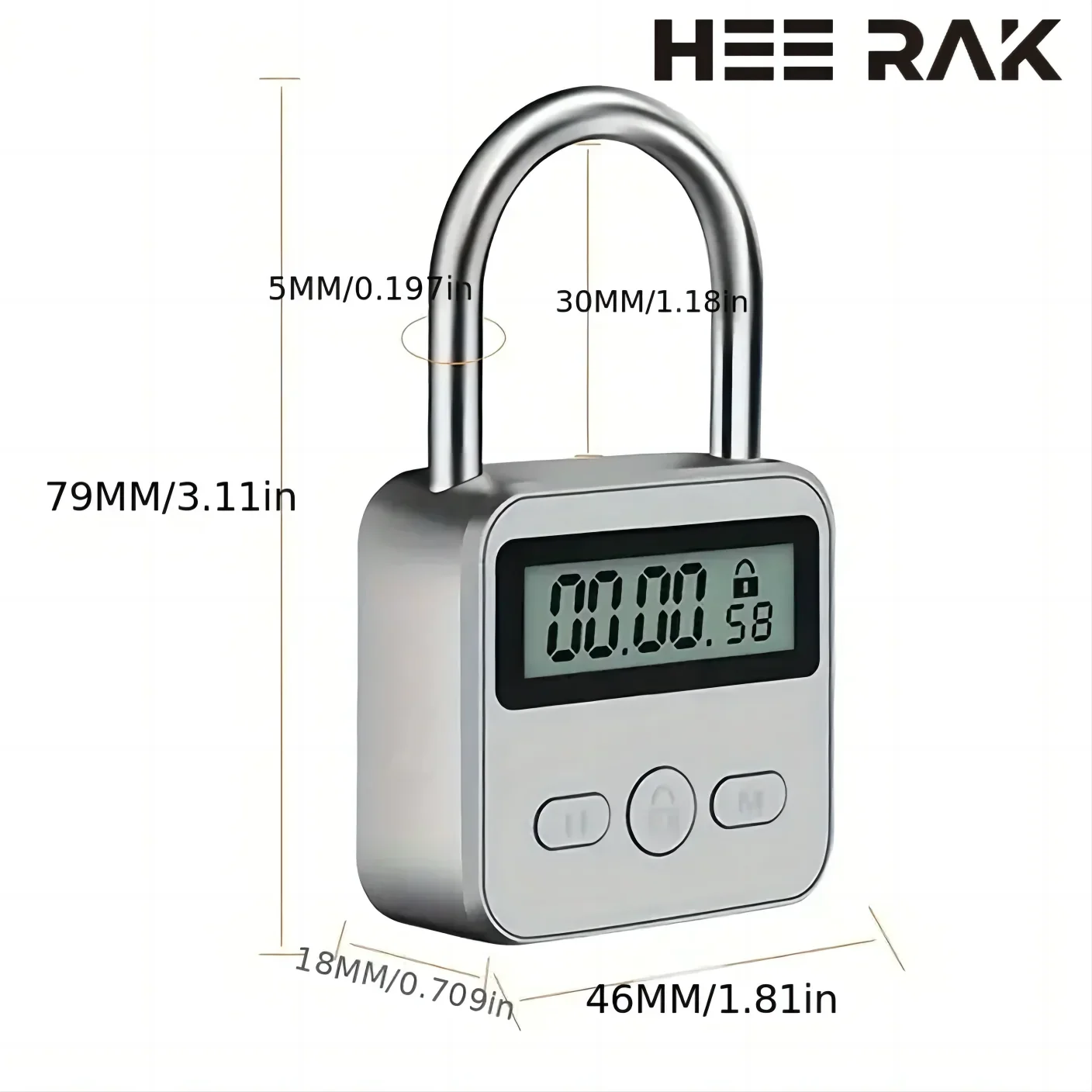 Timer Padlock LCD HD Display Add Backlight Zinc Alloy 99 Hours Max Timing Super Long Standby Anti-addiction Electronic Lock Beauty Trend Shop