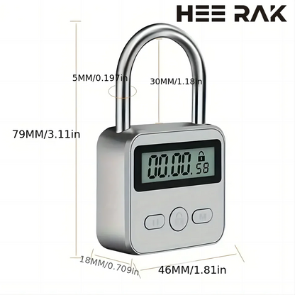 Timer Padlock LCD HD Display Add Backlight Zinc Alloy 99 Hours Max Timing Super Long Standby Anti-addiction Electronic Lock Beauty Trend Shop