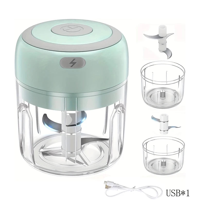 100ml/250ml Electric Mini Garlic Press Chopper - Rechargeable USB Masher with Powerful Lithium Battery, Easy Meat Grinder Beauty World Shop