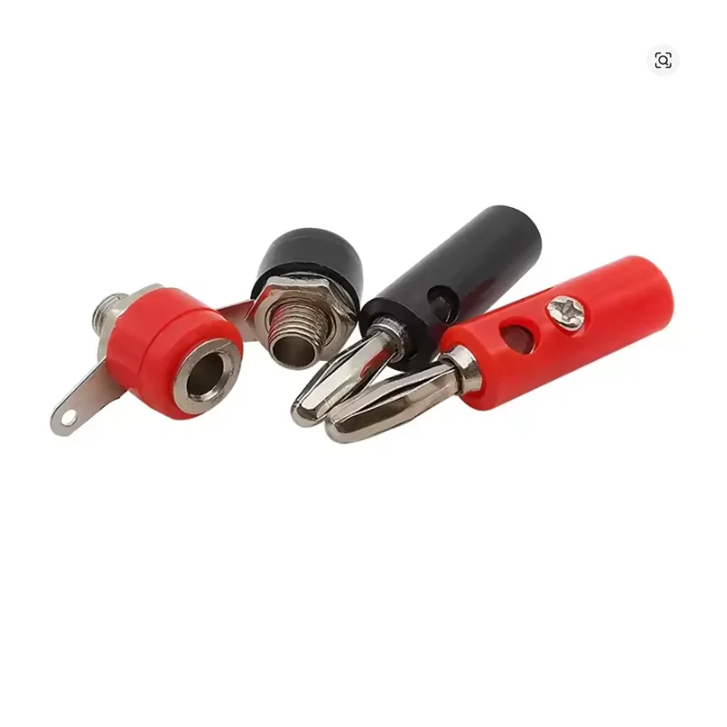 10Pair Silver 4mm Banana Plug Male and Female 4mm Banana Jack Panel Mount Banana Socket Terminal Connector Adapter Red Black Beauty World Shop