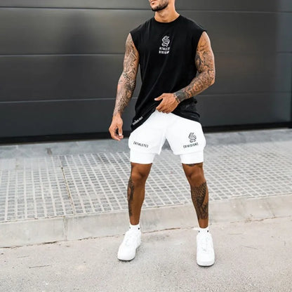 2025 NEW 2 IN 1 Sport Running Casual Breathable Shorts Men Double-deck Jogging Quick Dry GYM Shorts Fitness Workout Men Shorts