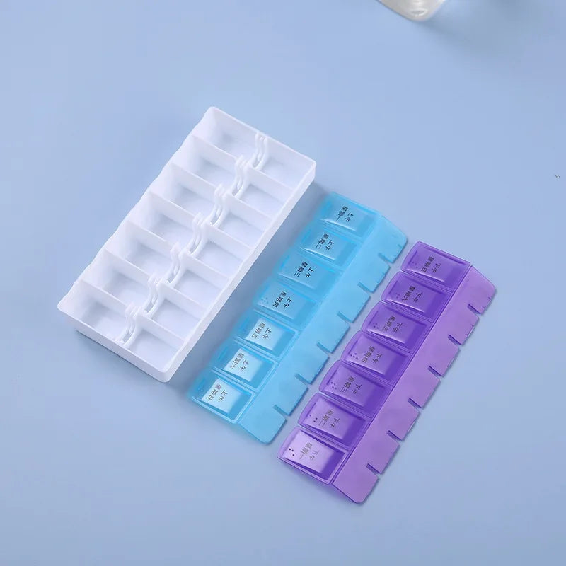 JUSTLANG Weekly 14 Grids 7 Days Pill Box Portable Travel  Cases Organizer Pill Container Storage Tablets Vitamin Medicine Beauty World Shop