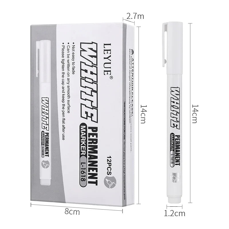 New 1/2/3PCS Waterproof Metal Marker Permanent White Paint Pen Washing Art Painting Graffiti Pens Fabric Wood Leather Marker1MM Beauty World Shop