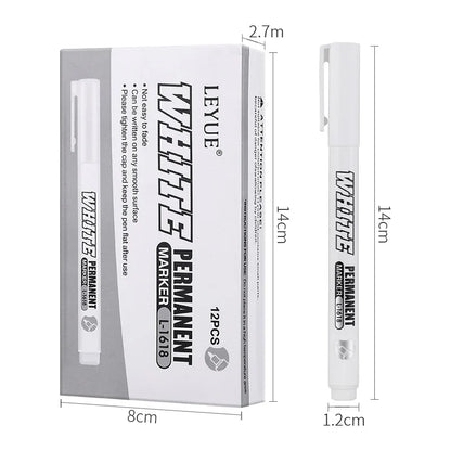 New 1/2/3PCS Waterproof Metal Marker Permanent White Paint Pen Washing Art Painting Graffiti Pens Fabric Wood Leather Marker1MM Beauty World Shop