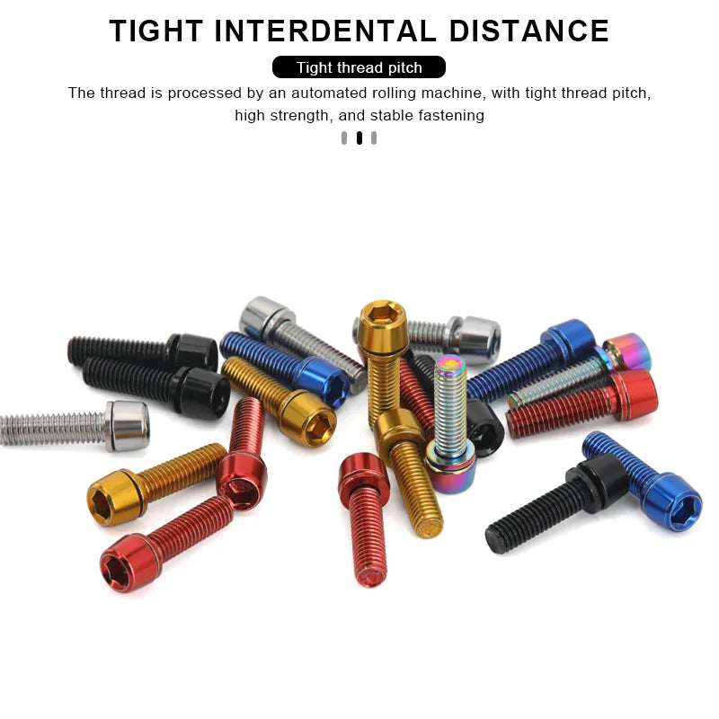 6Pcs Bicycle Handlebar Stem Screw With Washer M5*18mm Alloy Steel Hexagon Bolts MTB Road Bike Stem Bolts Colorful Fixing Screws Beauty World Shop