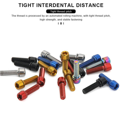 6Pcs Bicycle Handlebar Stem Screw With Washer M5*18mm Alloy Steel Hexagon Bolts MTB Road Bike Stem Bolts Colorful Fixing Screws Beauty World Shop