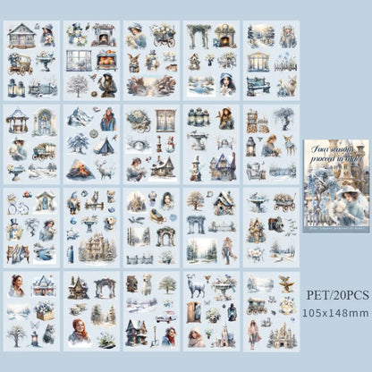20Sheets PET Stickers Season Series PET Decorative Stickers Diary Scrapbooking Material Decor Album Stationery Stickers Beauty World Shop