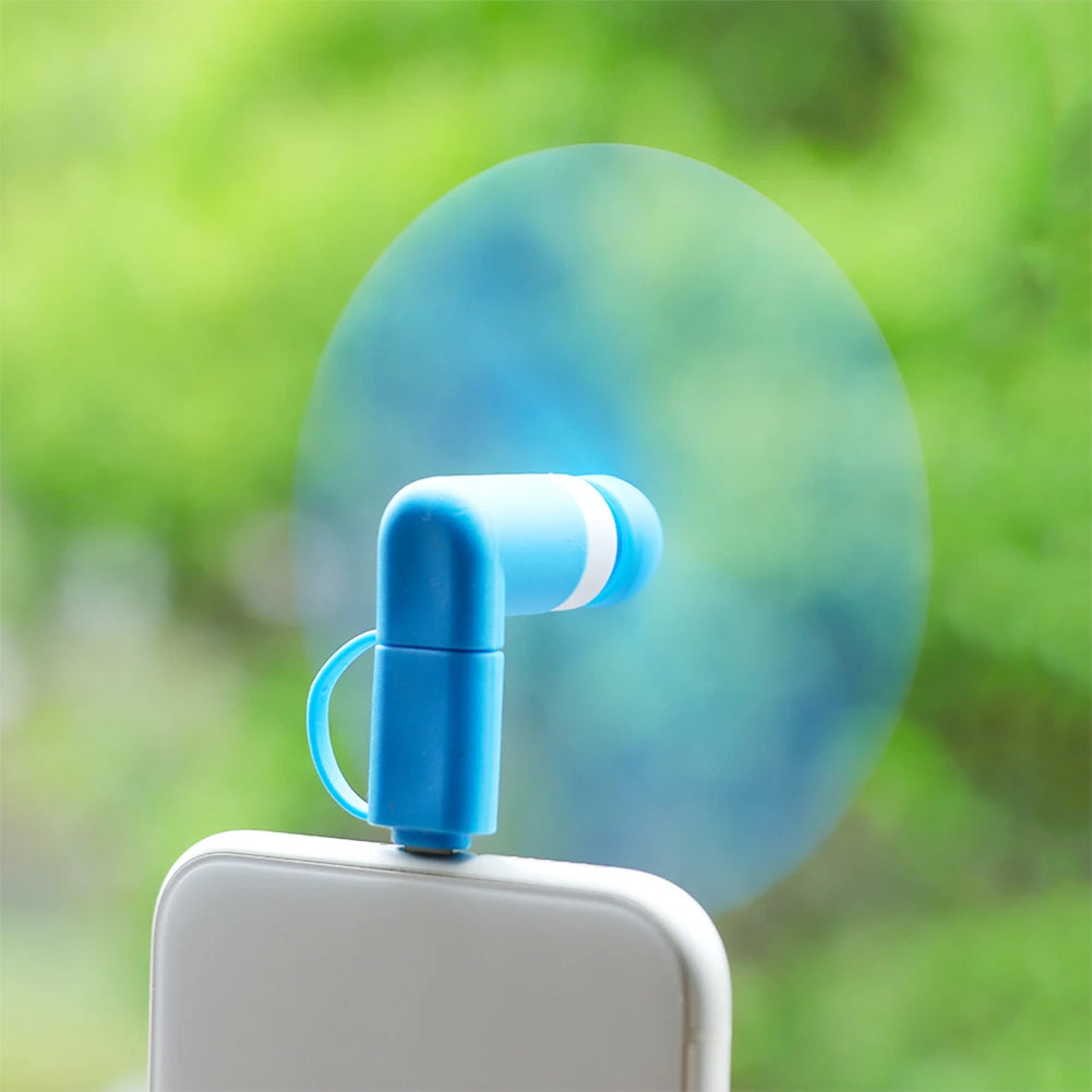 Universal Mobile Phone Handheld Fan Portable Phone Fan 2 in 1 Type-C Small Mini USB Chargeable Fan for Mobile Phone
