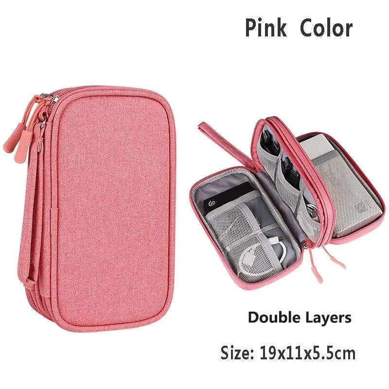 Data Cable Storage Bag Waterproof Portable Carry Case  Storage Bag Travel Organizer Bag for Cable Cord USB Charger Beauty World Shop