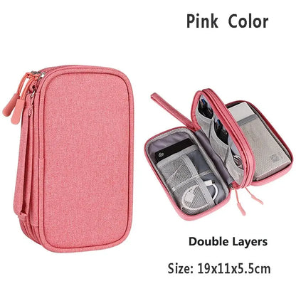 Data Cable Storage Bag Waterproof Portable Carry Case  Storage Bag Travel Organizer Bag for Cable Cord USB Charger Beauty World Shop