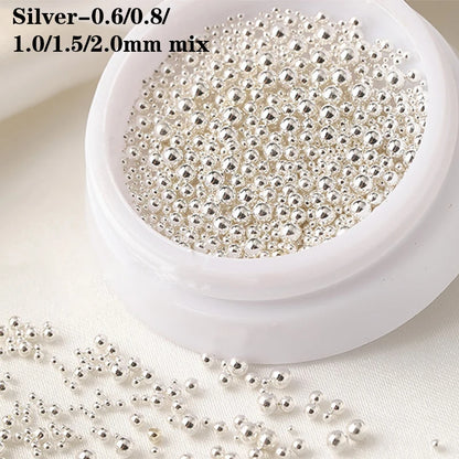 0.4mm-1.5mm 3D Steel Tiny Nail Art Decoration Gold Silver Steel Ball Nail Art Caviar Beads Nails Beads DIY Jewelry Accessories Beauty World Shop