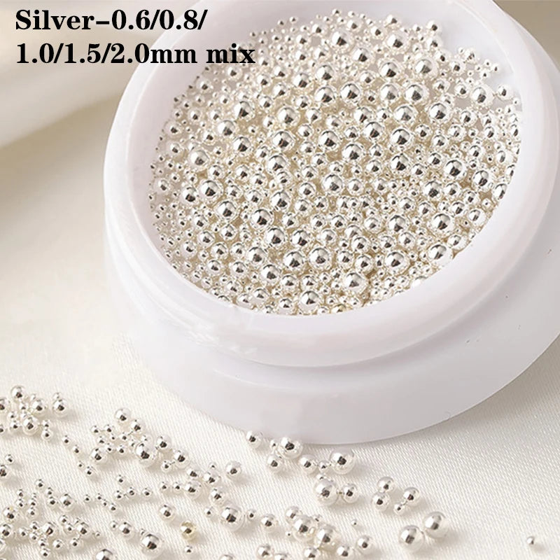 0.4mm-1.5mm 3D Steel Tiny Nail Art Decoration Gold Silver Steel Ball Nail Art Caviar Beads Nails Beads DIY Jewelry Accessories Beauty World Shop