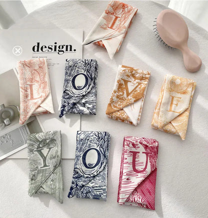 26 Letters Tarot Constellation Bag Scarf Twill Silk Scarves Women New Neckerchief Hair Headbands Beauty World Shop