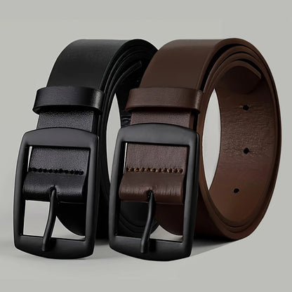 New Luxury Belt for Men PU Leather Belt Metal Pin Buckle High Quality Famous Brand Designer Waist Strap Belt for Jeans Plus Size Beauty World Shop