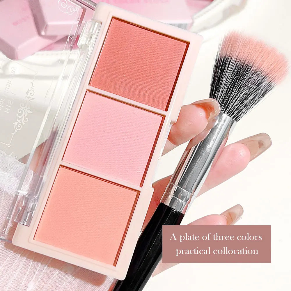 3-Color Cheek Red Plate Nude Makeup Natural Matte Milk Tea Orange Eye Shadow Makeup Lasting High Color Rendering Invisible Beauty World Shop