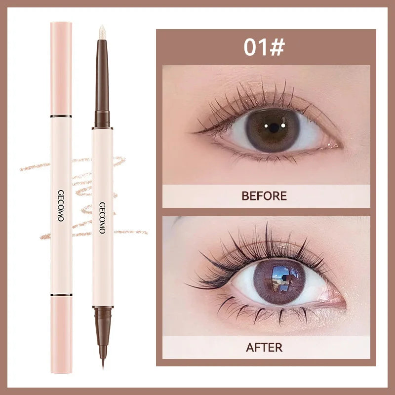 GECOMO 3D star eye double head silkworm pen, keep makeup lasting, waterproof and not easy to stain, brighten Beauty Trend Shop