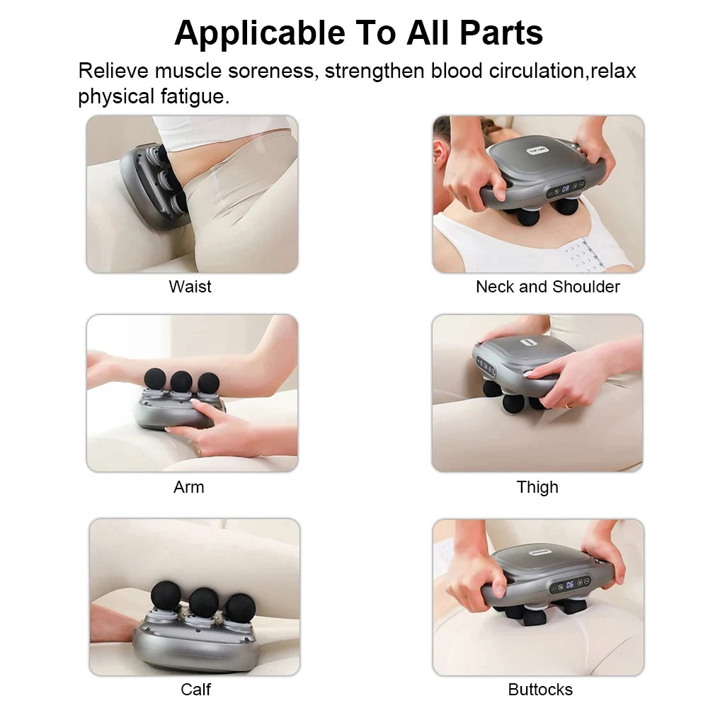 Professional Fascia Massage Gun – 6 Attachments for Muscle Relief in Back Shoulders Waist & Full Body Fascia Massage Beauty World Shop