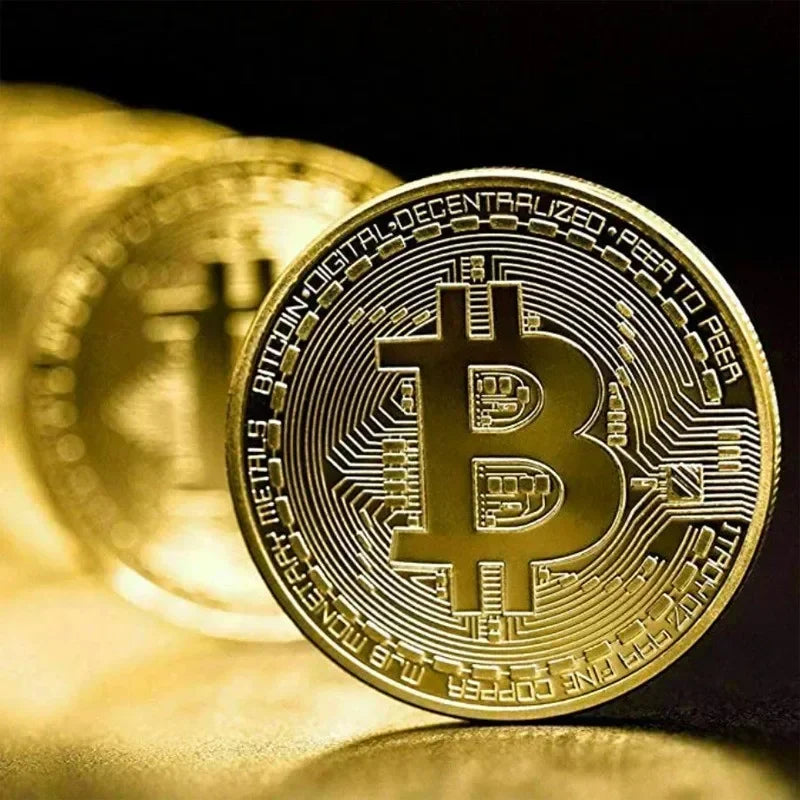 4pcs Gold Plated Bitcoin Coin Collectible Art Collection Gift Physical Commemorative Metal Antique Imitation Happy Birthday Beauty World Shop