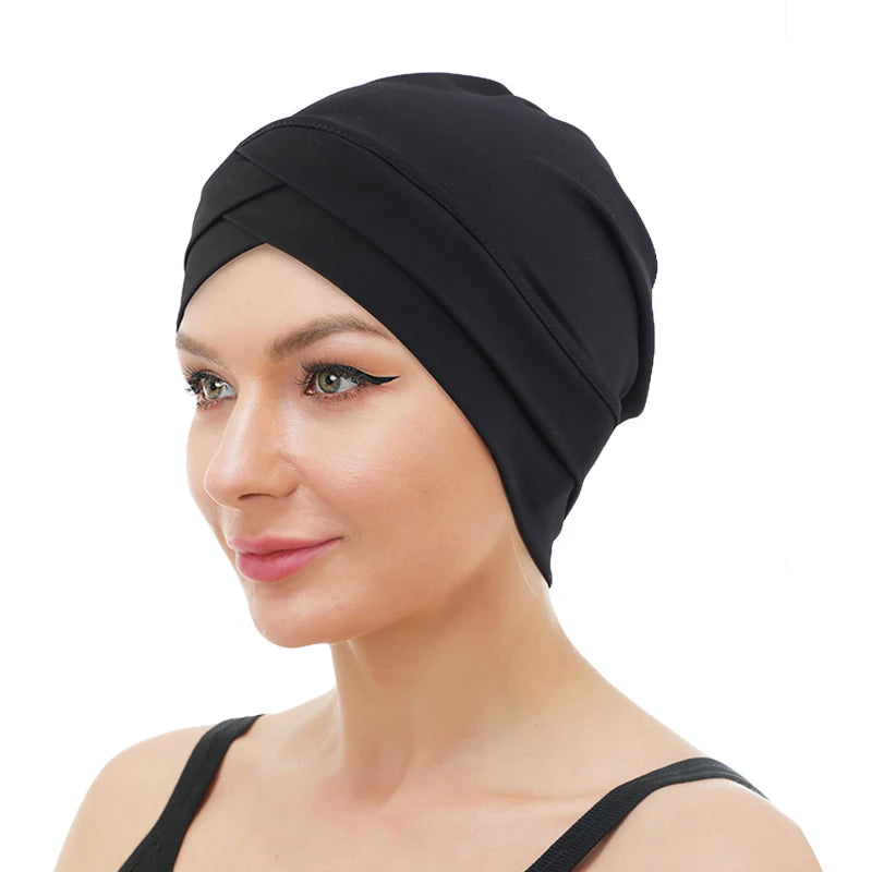 New Women cross muslim hijab inner hat Islamic UnderScarf Arab Wrap Chemo Bandana Muslim Scarf Hijab Bonnet Cap Indian Hat Beauty World Shop