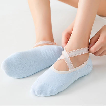 Solid Color Yoga Socks Professional Silicone Non-slip Ballet Pilates Socks Backless Breathable Bandage Cotton Dance Sports Socks Beauty World Shop