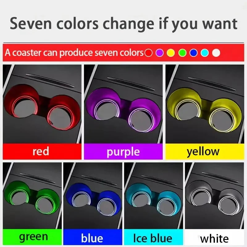7 Colors Car Coasters Cup Holder LED Light Mats Bottle Light Sensor Atmosphere Interior Accessories Universal Beauty World Shop