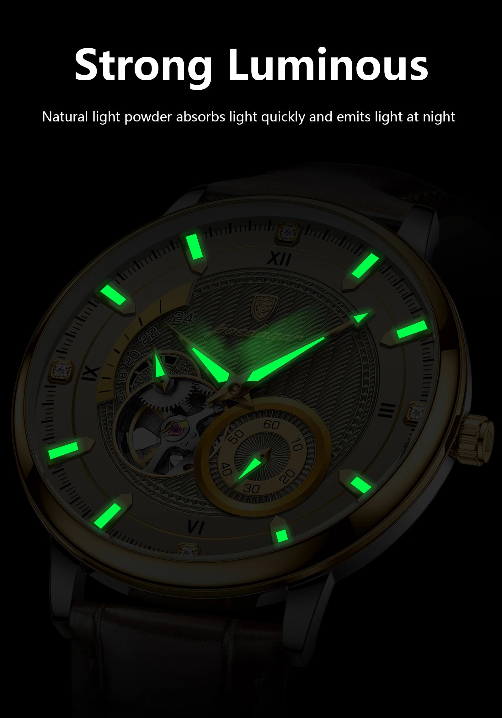 POEDAGAR Fashion Business Men Watch Waterproof Luminous Hollow Tourbillon Male Clock Automatic Mechanical Leather Men's Watches Beauty World Shop