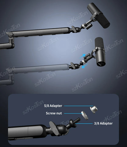 Professional Studio Low Profile Mic Arm with Extended Riser Cable Management Adjustable Microphone Stand for SM7B MV7 AM8 K688 Beauty World Shop