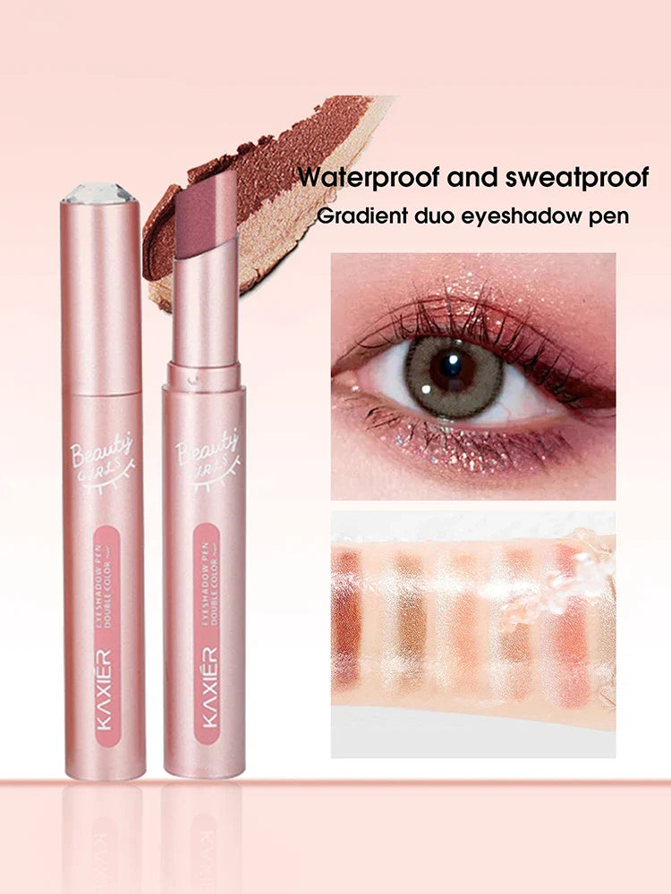 Gradient two-color eye shadow pen waterproof, sweat proof, not easy to smudge, pearlescent, fine shiny, lazy eye shadow s Beauty Trend Shop