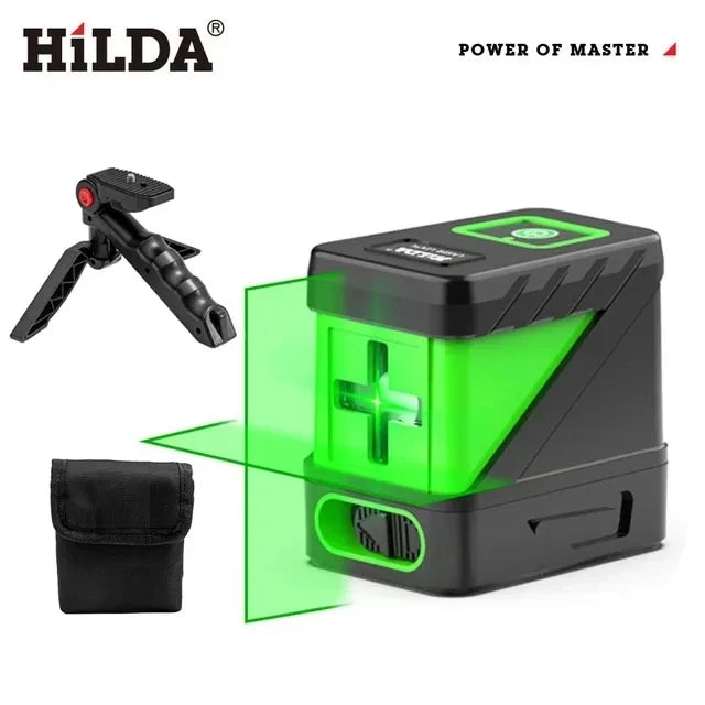 HILDA 2 Lines Laser Level Self Levelling Green Beams Laser Horizontal Vertical Cross Line Mini Laser Level Beauty World Shop