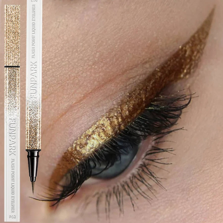 6 Color Diamond Shiny Eye Liner Eyeshadow Waterproof Quick-dry Silver Gold Metellic Pearlescent Liquid Eyeliner Makeup Gilfts Beauty Trend Shop