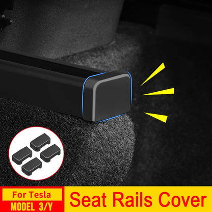 CHTNBO 4pcs Seat Rail Cover Protector For Tesla Model 3 Y Juniper Accessories 2026 -2021 Rear End Pieces Backseat Slide Beauty World Shop