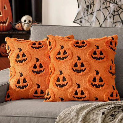 Fall Halloween Throw Pillow Covers 18x18 Decorative Pumpkin Pattern Pillowcase Soft Plush Faux Wool Cushions for Home Sofa Couch Beauty Trend Shop