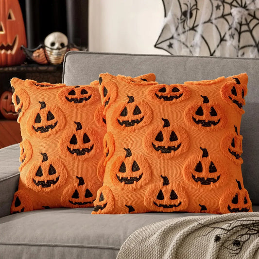 Fall Halloween Throw Pillow Covers 18x18 Decorative Pumpkin Pattern Pillowcase Soft Plush Faux Wool Cushions for Home Sofa Couch Beauty Trend Shop
