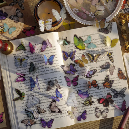 Journamm 40pcs/pack Butterfly Series Stickers Art Collage Junk Journal DIY Scrapbooking PET Waterproof Craft Aesthetics Stickers Beauty World Shop