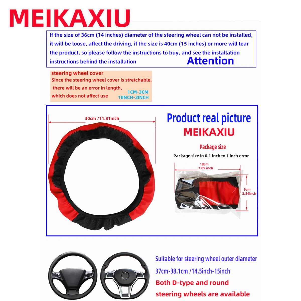 PU leather checkered embossed multi-color car rimless steering wheel cover suitable for 14.5 - 15 inch car interior accessories Beauty World Shop
