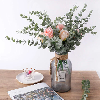 10/20pcs Artificial Plants Eucalyptus Leaves Fake Plants Vase Home Table Party Wedding Bridal Bouquet Decorations Outdoor Garden Beauty World Shop