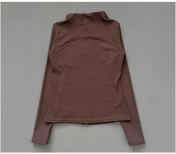 Quick Dry Stand Up Collar Fitness Jacket For Women Slim-Fit Zipper Yoga Wear Long Sleeve Breathable Running Sports Cycling Top Beauty World Shop