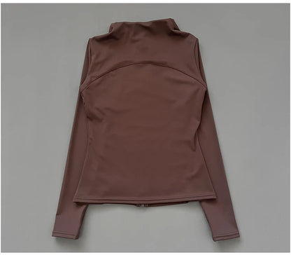 Quick Dry Stand Up Collar Fitness Jacket For Women Slim-Fit Zipper Yoga Wear Long Sleeve Breathable Running Sports Cycling Top Beauty World Shop