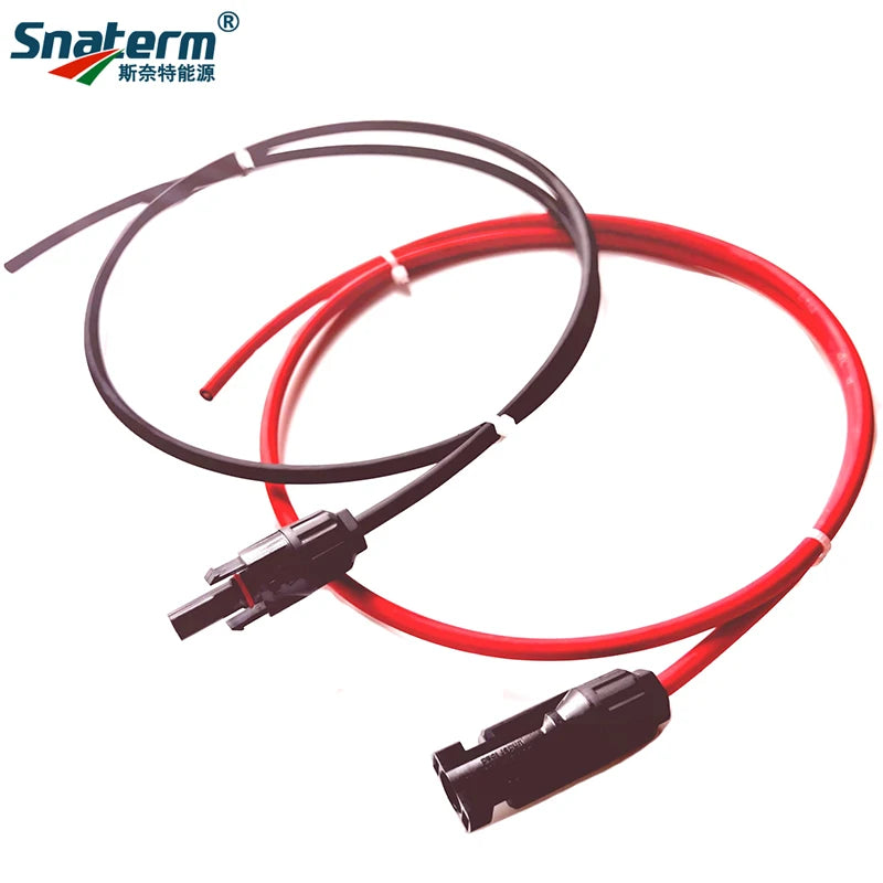 1 Pair Solar Panel Extension Cable Copper Wire Black and Red with solar Connector Solar PV Cable 6/4/2.5 mm2 10/12/14 AWG Beauty World Shop